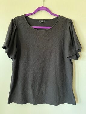 Ann Taylor Factory Black Short Sleeve Textured Tee